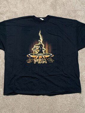 PIKA-TRON Fruit of the Loom Men Size 6XL Black Pokemon Graphic Short Sleeve T